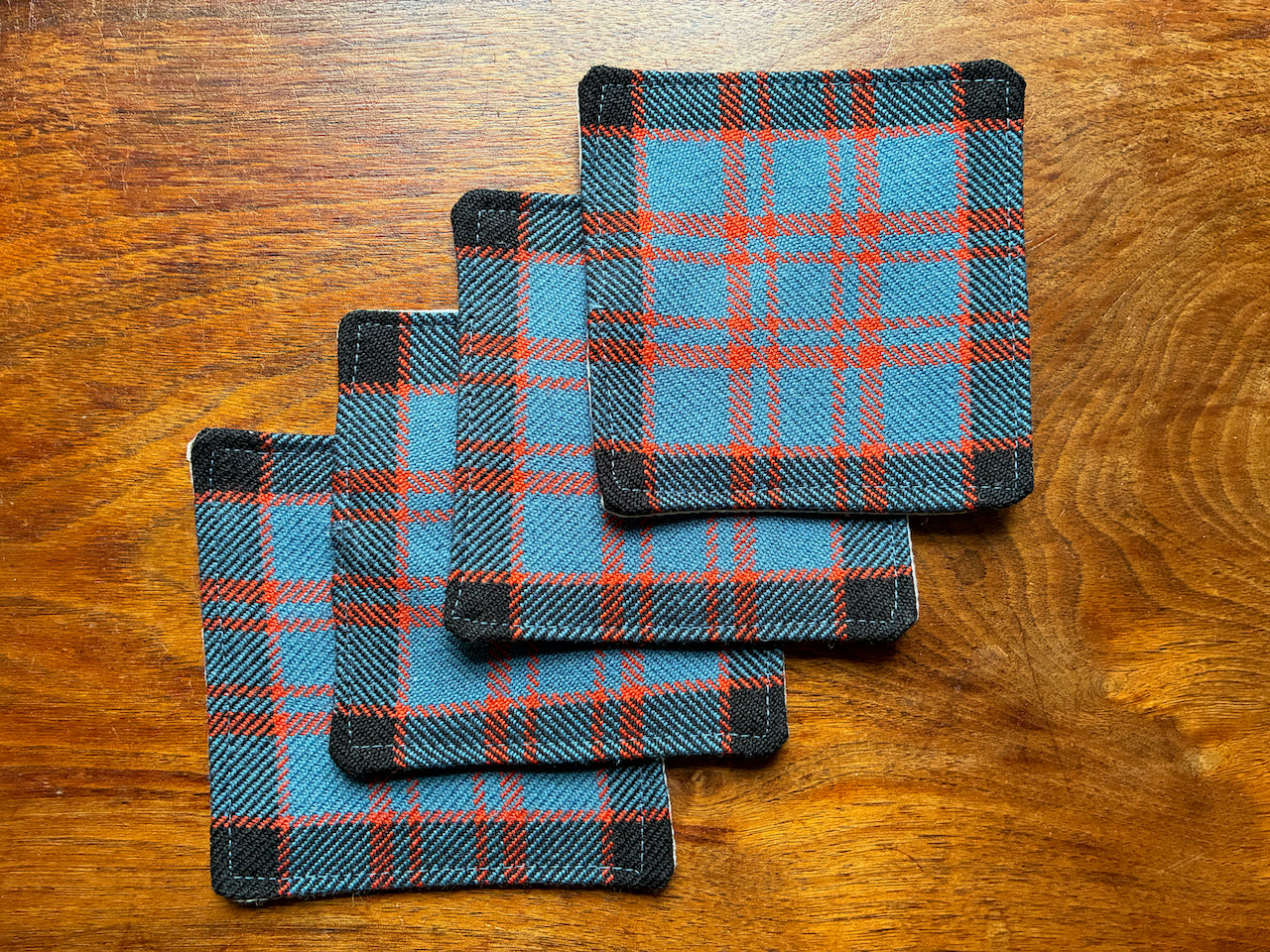 Set of four Tartan Coasters by Curlew Crafts