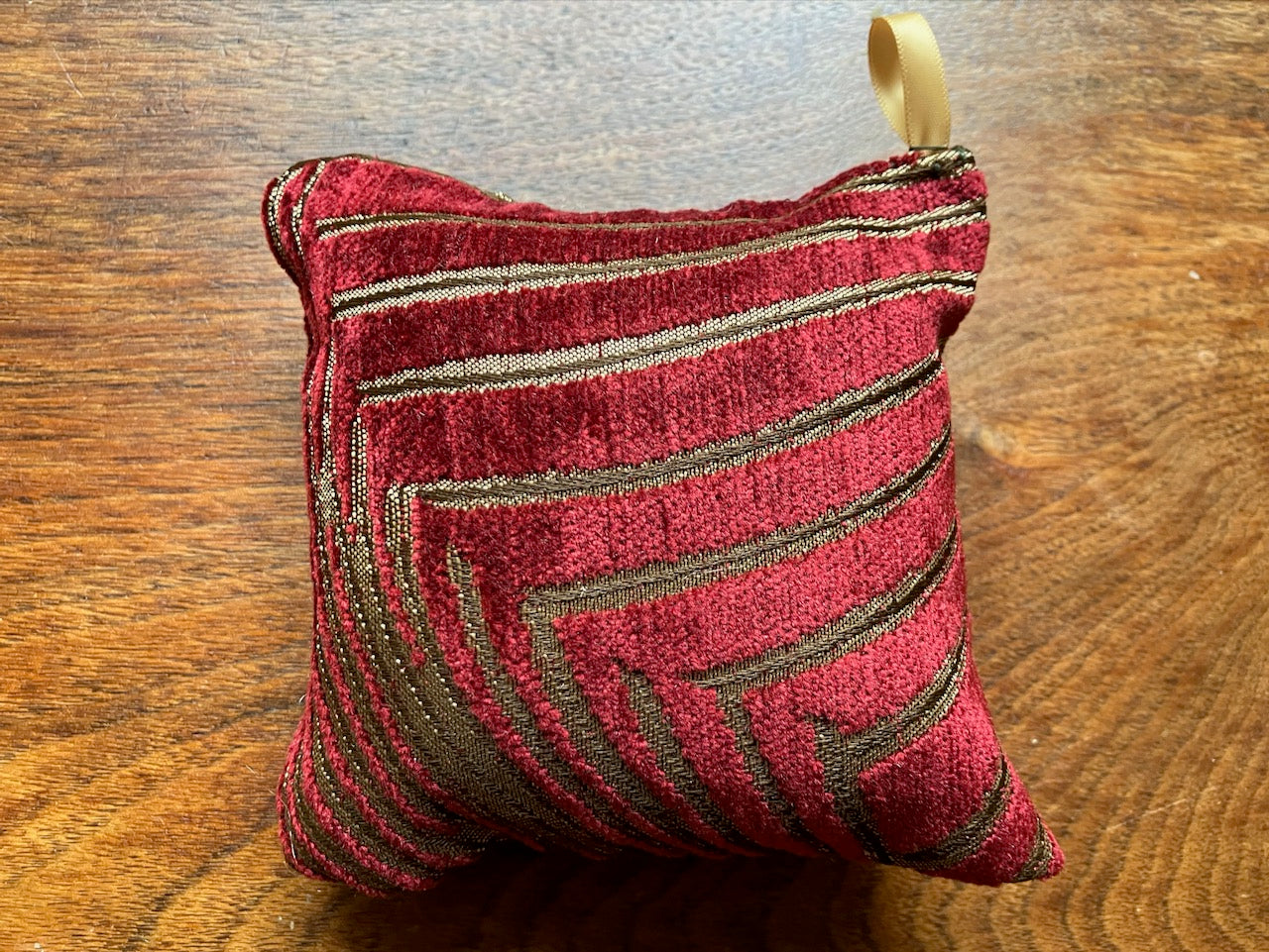 Single Red Art Deco Chenille Pin-Cushion by Curlew Crafts