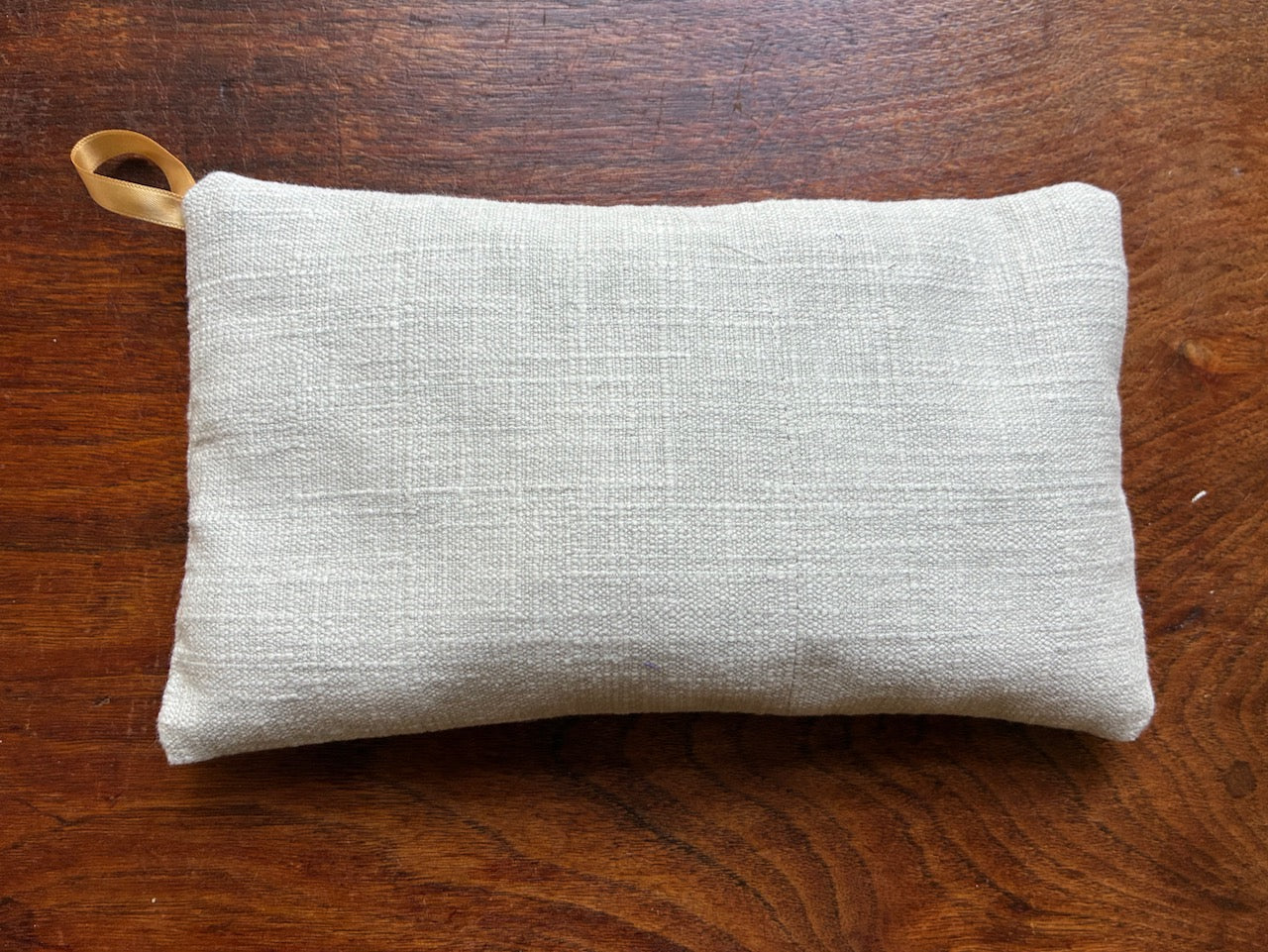 Small Linen Wheat Bag with Gold ribbon hook by Curlew Crafts