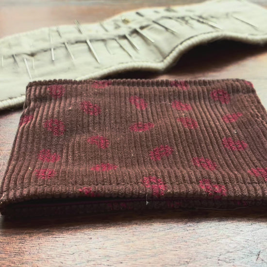 Chestnut and Rose Pink Paisley Needle Case by Curlew Crafts