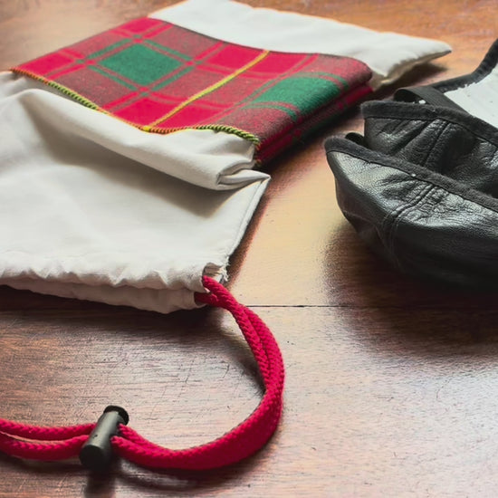 Red Tartan Drawstring Bag by Curlew Crafts