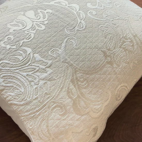 Single full Cream Brocade Cushion Cover by Curlew Crafts